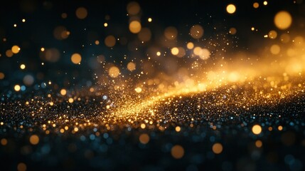 Fototapeta premium A shimmering display of golden particles against a dark background, creating a magical effect.