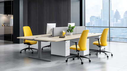 Compact and Functional Modern Office Meeting Room with Integrated Storage and Clean Design