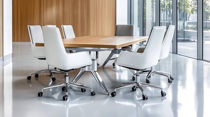 Compact and Functional Office Meeting Room with Integrated Storage and Modular Furniture