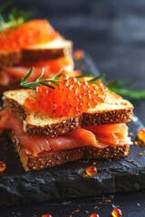 sandwich with caviar Generative AI