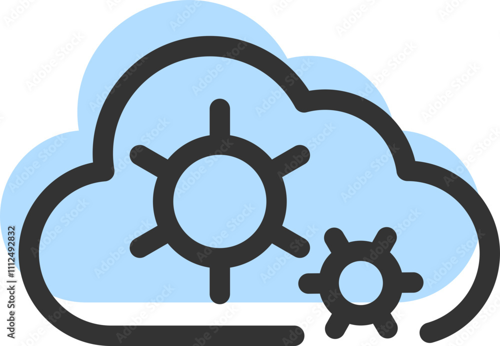 Poster cloud storage and data transfer vector icon. computing service and network related line icons. datab