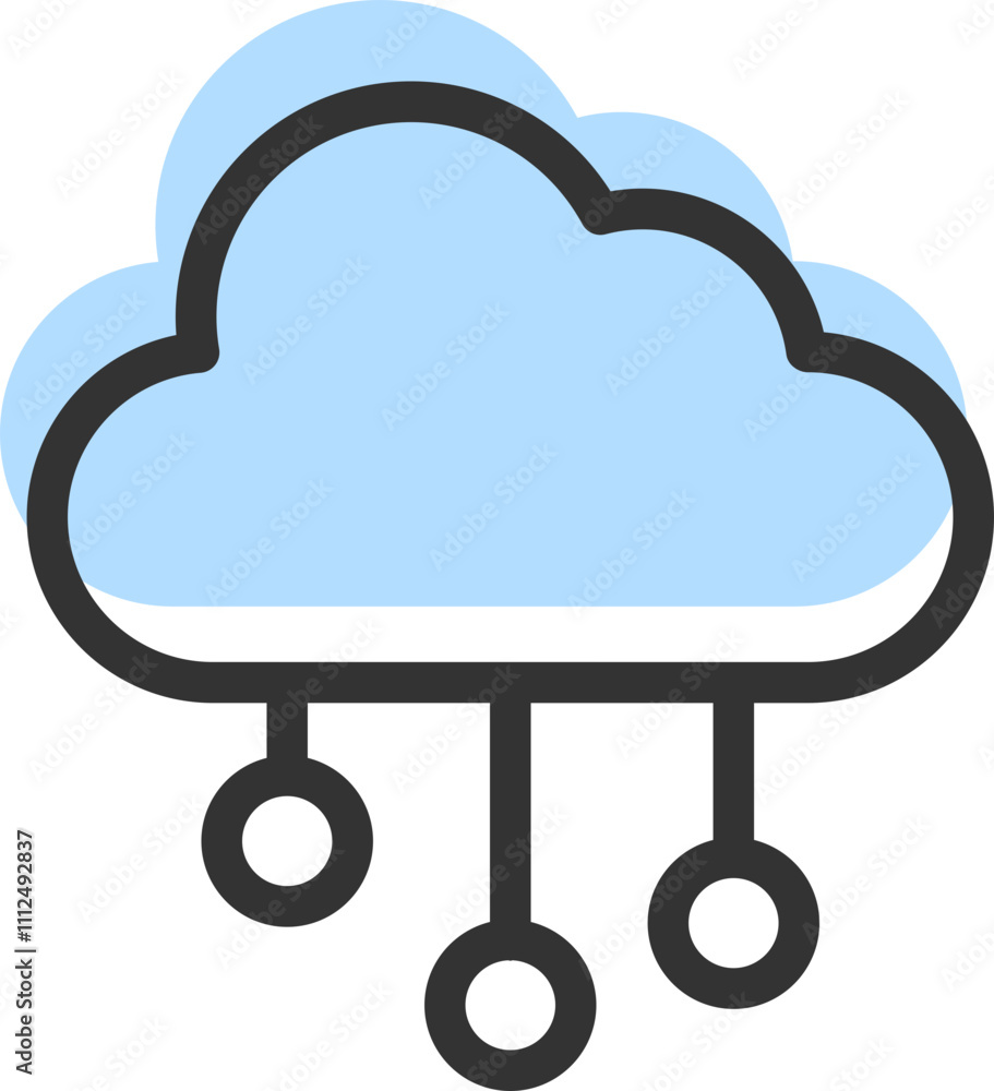 Poster cloud storage and data transfer vector icon. computing service and network related line icons. datab