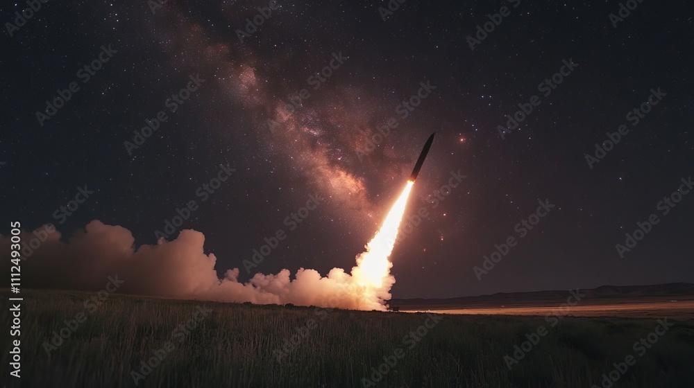 Canvas Prints launching a rocket at a space base, using a sky background.