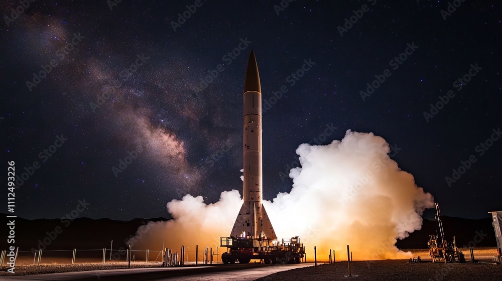 Canvas Prints launching a rocket at a space base, using a sky background.