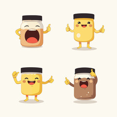 Fototapeta premium Mayo jar giving a thumbs up vector set 