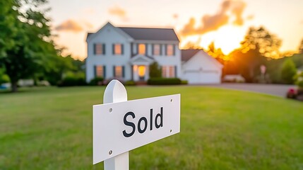 Beautiful Home with Sold Sign in a Serene Neighborhood Setting