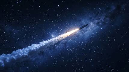 Naklejka premium Launching a rocket at a space base, using a sky background.