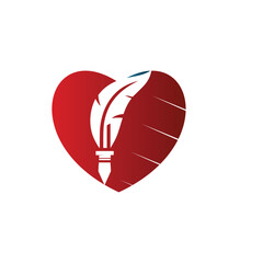Creative Writing Pen in Red Heart Icon Design