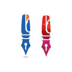 Colorful Abstract Fountain Pen Nibs in Blue and Red