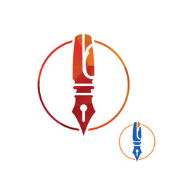 Simple Pen Leaf Logo Design Vector illustration