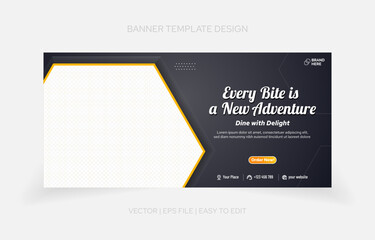 Template design restaurant banner promotion easy to edit with text effect in style panel