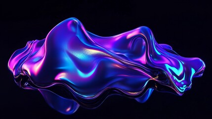 Obraz premium This artwork features fluid abstract shapes with luminous purple and blue colors flowing and blending together. The glossy surface reflects light, enhancing its ethereal quality