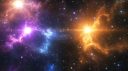 Fototapeta premium Multicolored gases in a nebula swirling around the light of newly formed stars