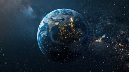 Obraz premium A thin atmosphere encircled the Earth, offering a fragile boundary between the planet’s surface and the infinite cosmos beyond.