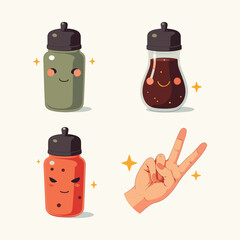 A set of pepper shaker with a peace vector @ illustration
