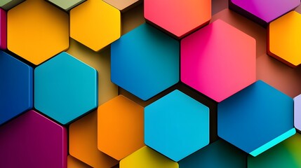 Abstract Colorful Hexagon Geometric Pattern Design