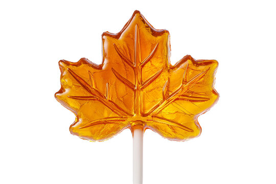 a lollipop in the shape of a maple leaf