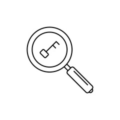 Minimalist keyword search icon outline with magnifying glass
