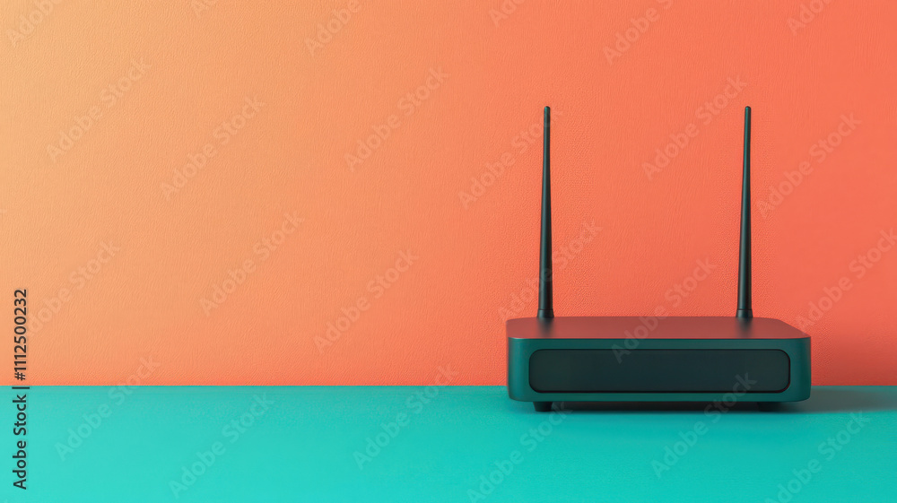 Poster anti tracking concept. a detailed view of a router with an anti-tracking control panel, securing all