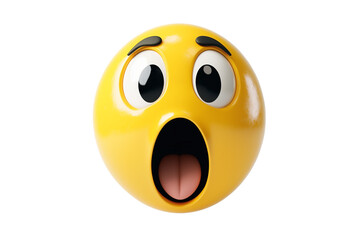 Amazed 3D cartoon emoji with wide eyes and open mouth, expressing surprise