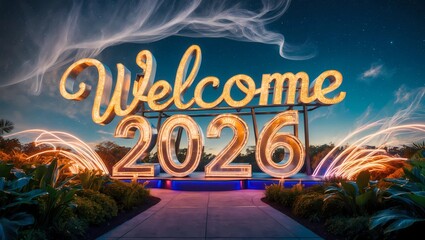 Welcome 2026 Greeting card, welcome 2026 banner
