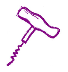 Corkscrew Wine Sommelier Related Icon Crayon Chalk Drawing Vector