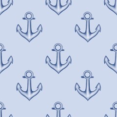 Seamless Pattern: Small Anchor and Ship