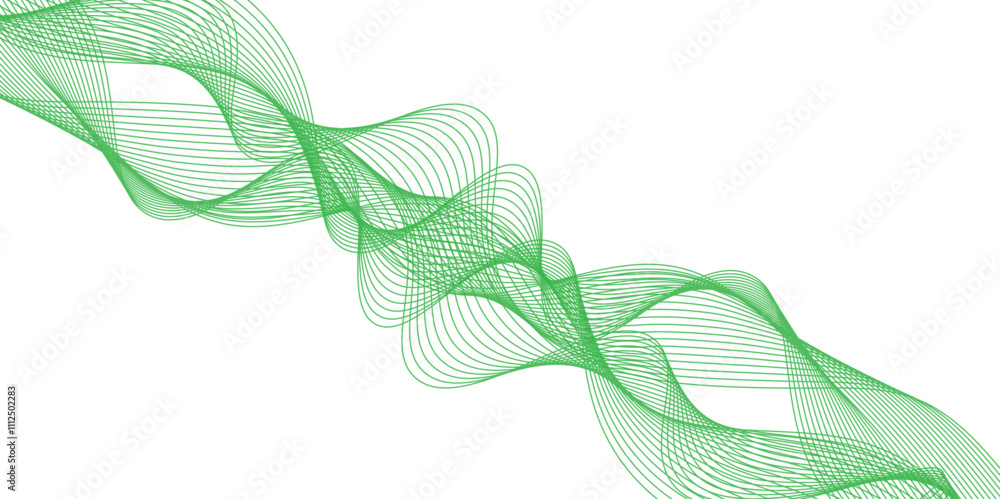 Fototapete abstract grunge wavy green stream element for design on transparent background isolated. green lines