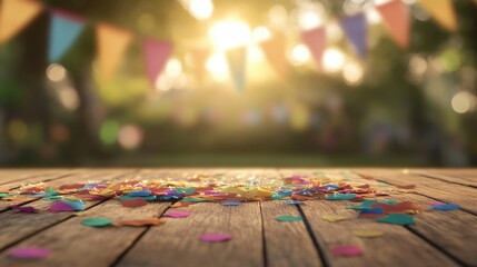 Fototapeta premium Photography of a joyful outdoor celebration with confetti