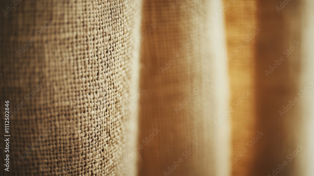 Poster beautiful close-up of textured natural fabric material draped in soft light creating a warm and invi