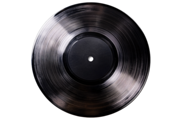 a black vinyl record with a hole in the middle