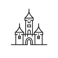 Obraz premium Castle simple icon in black outline illustration on a white background.