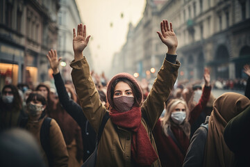 Protesters demonstrating