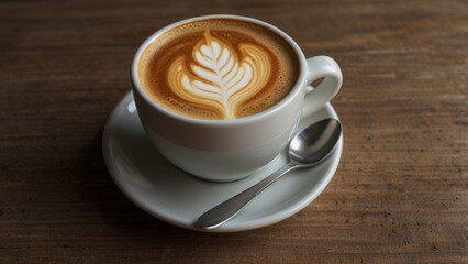 Fototapeta premium a cup of coffee with a white cappuccino on top.