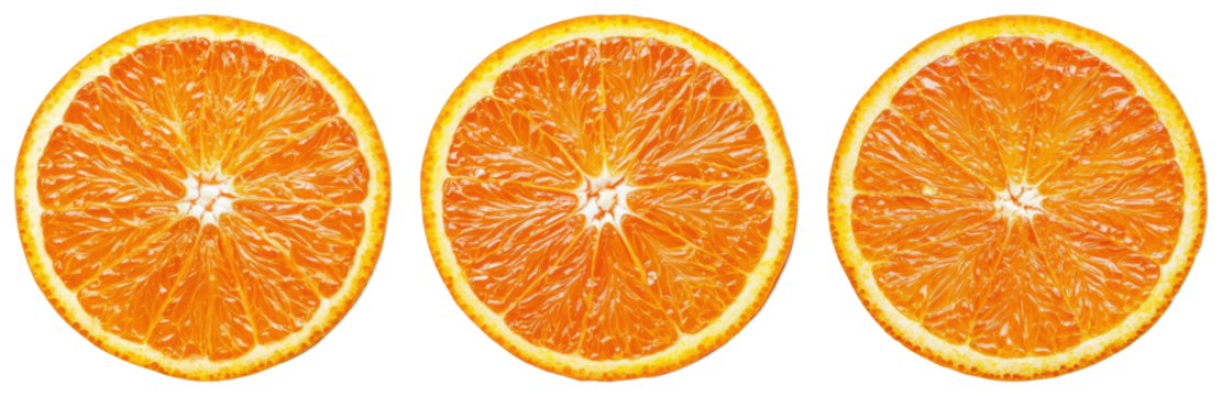 Freshly sliced oranges showcasing vibrant textures