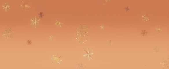 Golden Snowflakes on an Orange Background