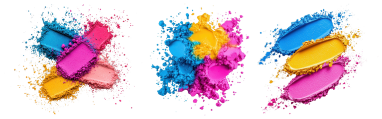 Vibrant splashes of colorful powder pigments
