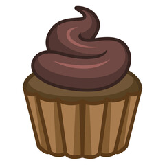 Delicious chocolate cupcake on white background