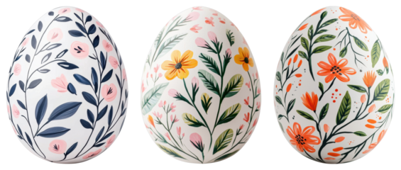 Hand-painted decorative Easter eggs with floral designs