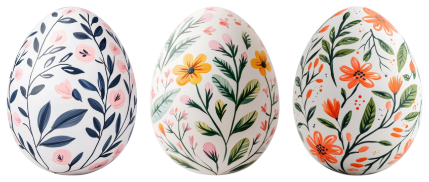 Hand-painted decorative Easter eggs with floral designs