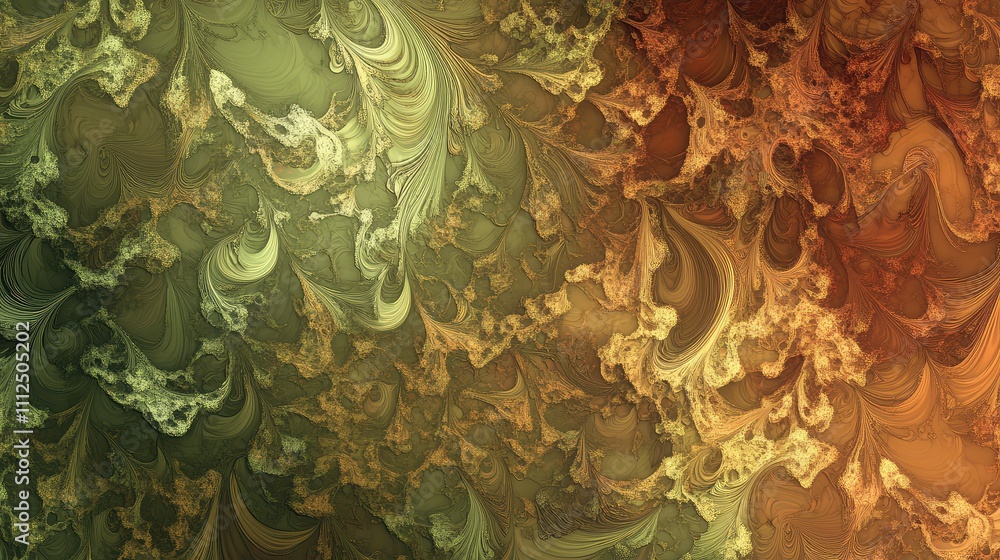 Poster a digital pattern mimicking organic movement, with pixelated blobs of green and brown hues creating 