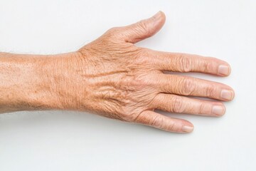 Close-up of aging hand natural setting macro photography soft light human connection