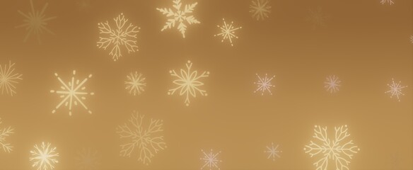 Golden Snowflakes Winter Background