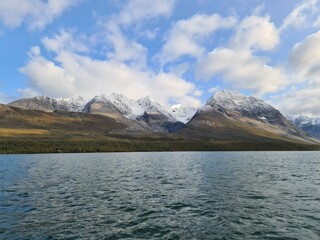 mountains, water and sky