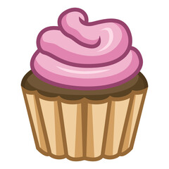 Delicious cupcake with pink frosting