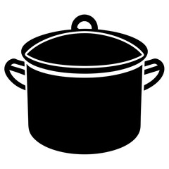 Cooking pot silhouette vector white background