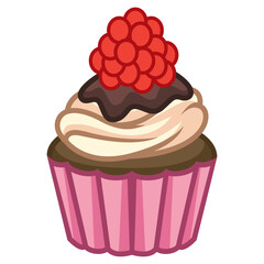 Delicious chocolate cupcake with raspberry
