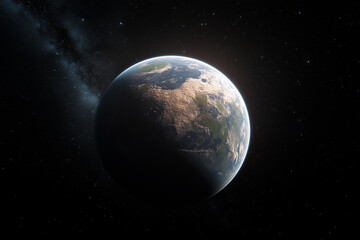 Fototapeta premium Exoplanète rocheuse habitable vue de l'espace