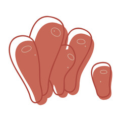 Coral color. Doodles clip art for your projects.