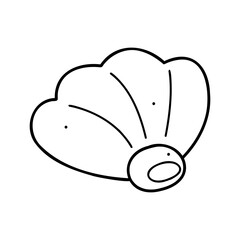 A small seashell in white and black. Doodles clip art for your projects.